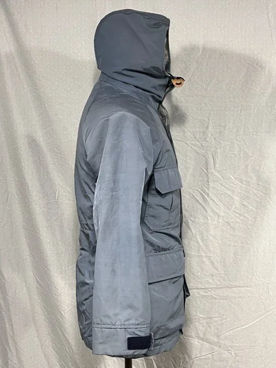 Vintage Woolrich Woman Hooded Parka Plaid Wool Lined Blue Jacket M - Picture 2 of 9